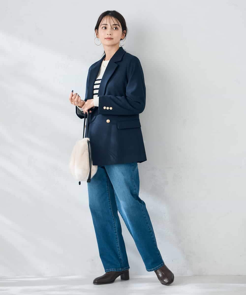 K2JAD05109 a.v.v(アー・ヴェ・ヴェ) 【ストレッチ/雑誌InRed(宝島社)11月号掲載】ダブルブレストジャケット ネイビー