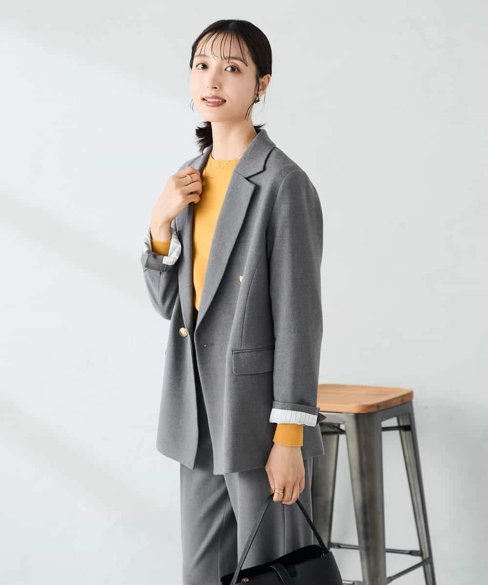 K2JAD05109 a.v.v(アー・ヴェ・ヴェ) 【ストレッチ/雑誌InRed(宝島社)11月号掲載】ダブルブレストジャケット ネイビー