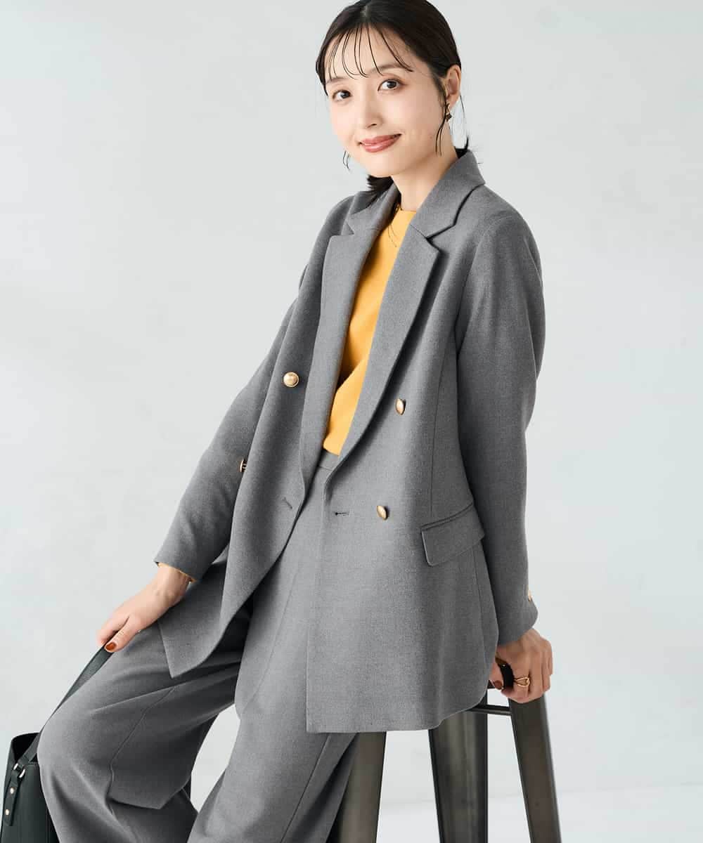 K2JAD05109 a.v.v(アー・ヴェ・ヴェ) 【ストレッチ/雑誌InRed(宝島社)11月号掲載】ダブルブレストジャケット ネイビー