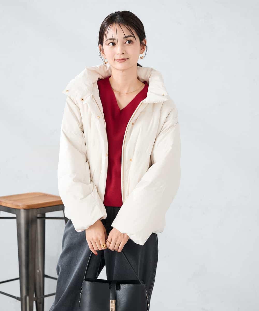 K2JAD10159 a.v.v(アー・ヴェ・ヴェ) 【2WAY】スタンドネックショートダウンジャケット アイボリー