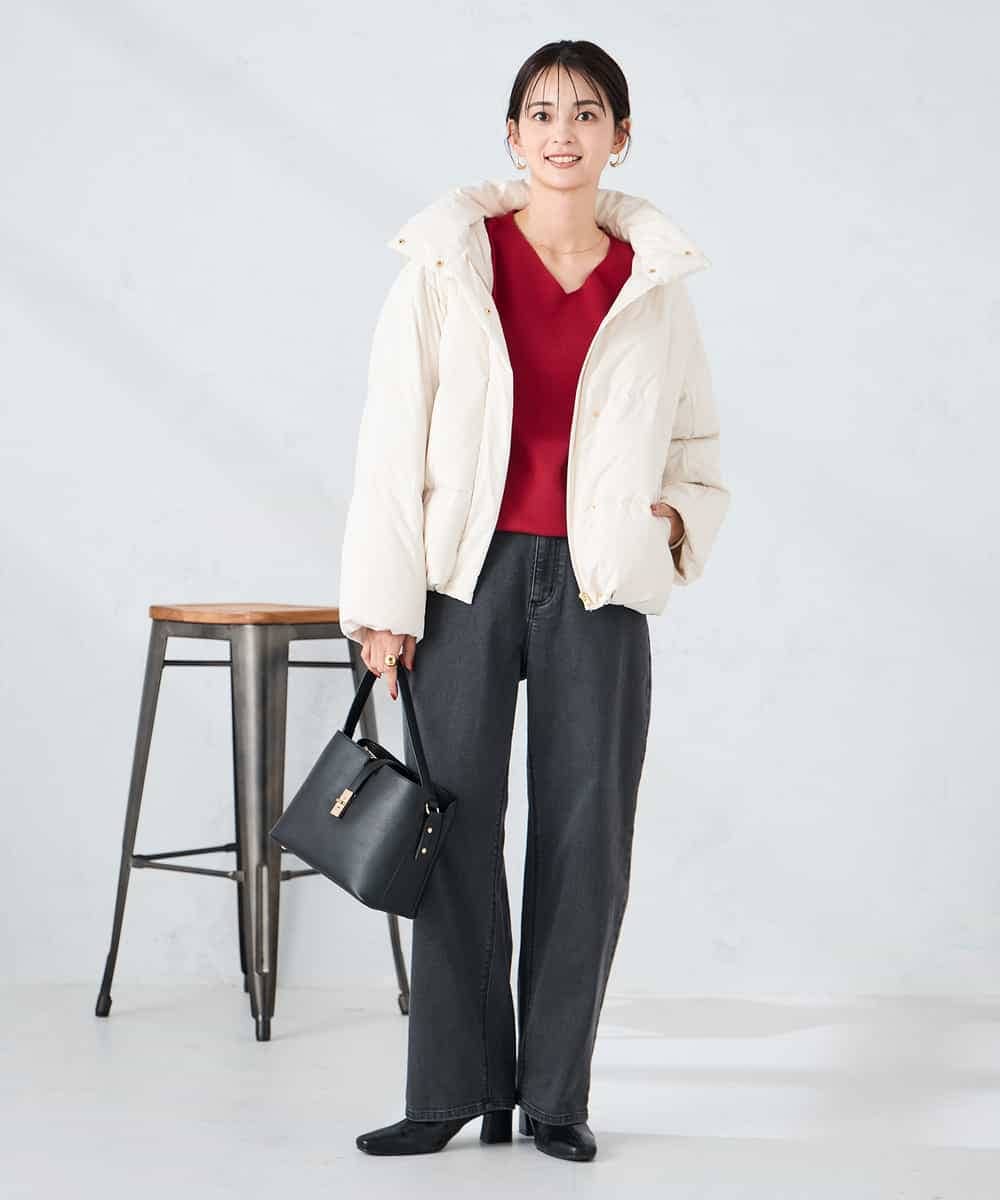 K2JAD10159 a.v.v(アー・ヴェ・ヴェ) 【2WAY】スタンドネックショートダウンジャケット アイボリー