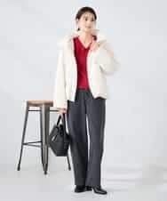 K2JAD10159 a.v.v(アー・ヴェ・ヴェ) 【2WAY】スタンドネックショートダウンジャケット アイボリー