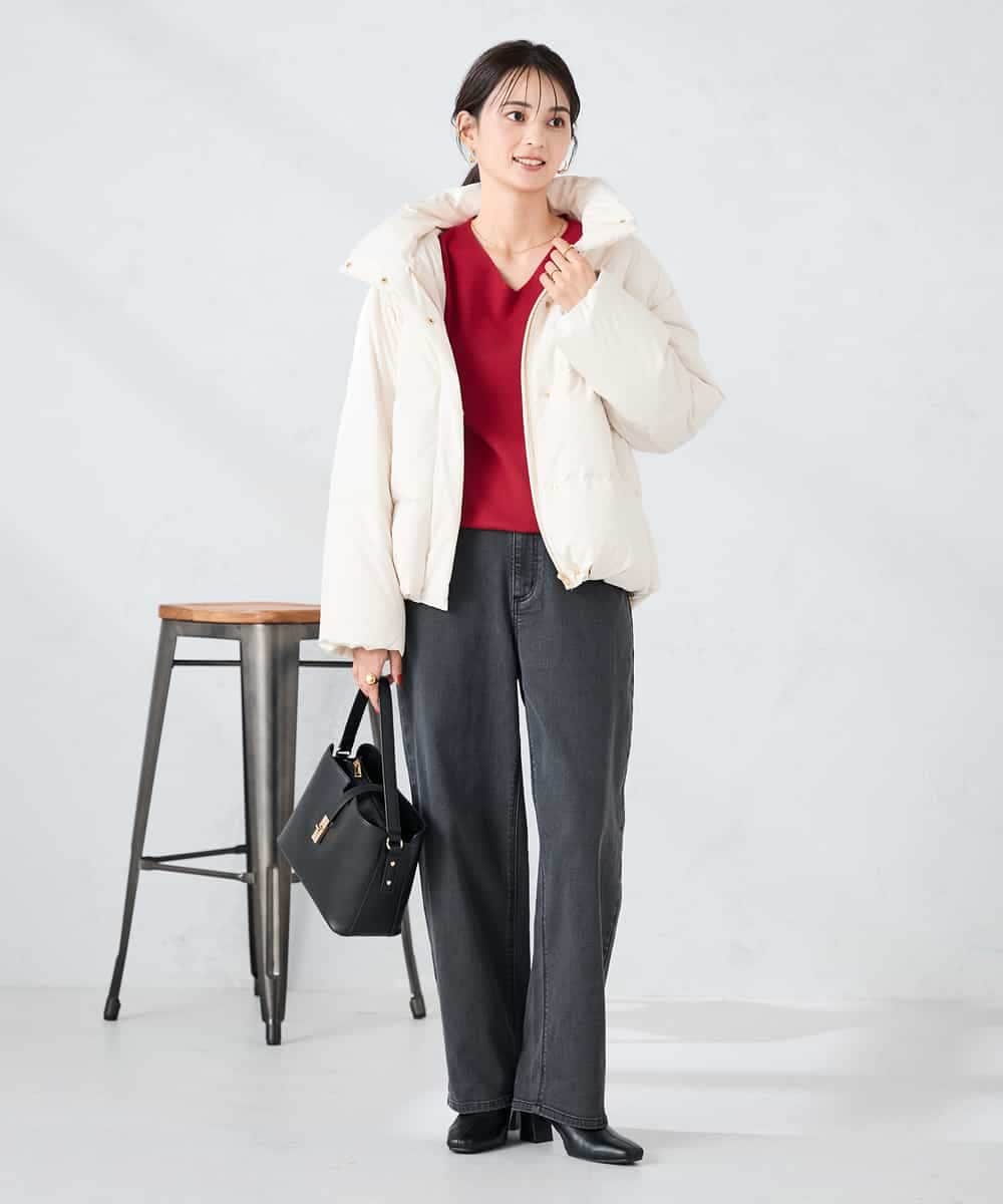 K2JAD10159 a.v.v(アー・ヴェ・ヴェ) 【2WAY】スタンドネックショートダウンジャケット アイボリー