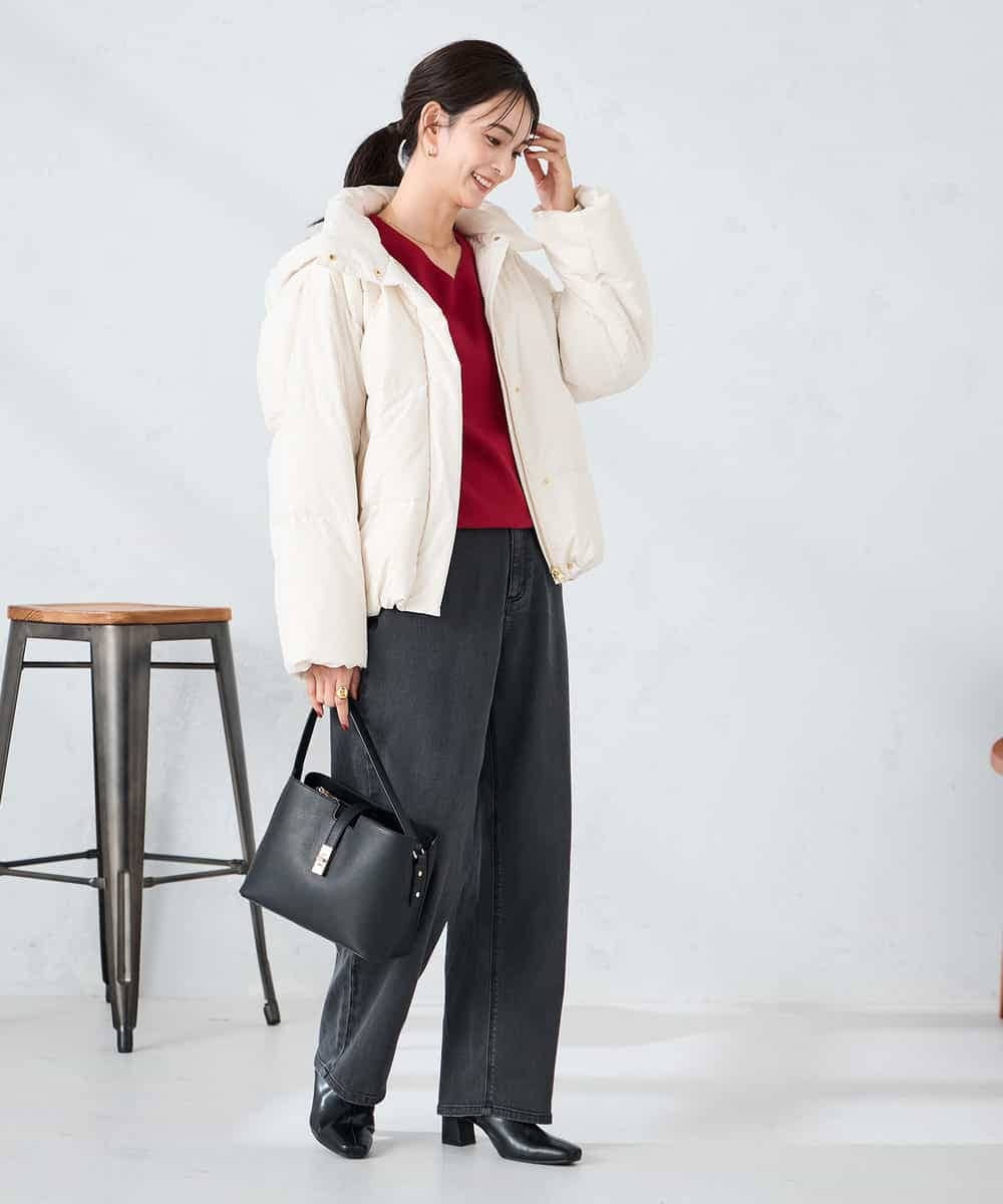 K2JAD10159 a.v.v(アー・ヴェ・ヴェ) 【2WAY】スタンドネックショートダウンジャケット アイボリー