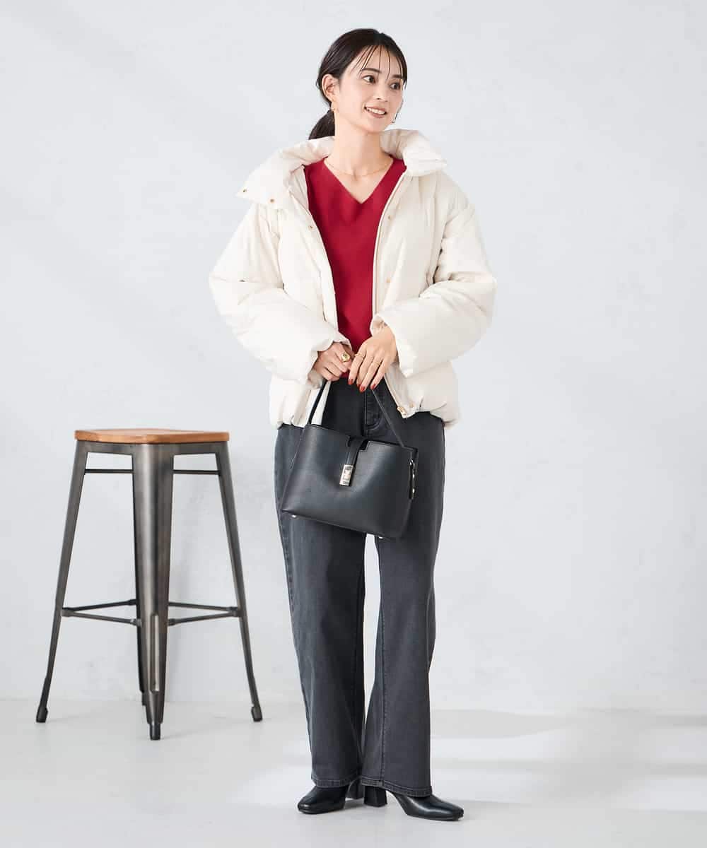 K2JAD10159 a.v.v(アー・ヴェ・ヴェ) 【2WAY】スタンドネックショートダウンジャケット アイボリー