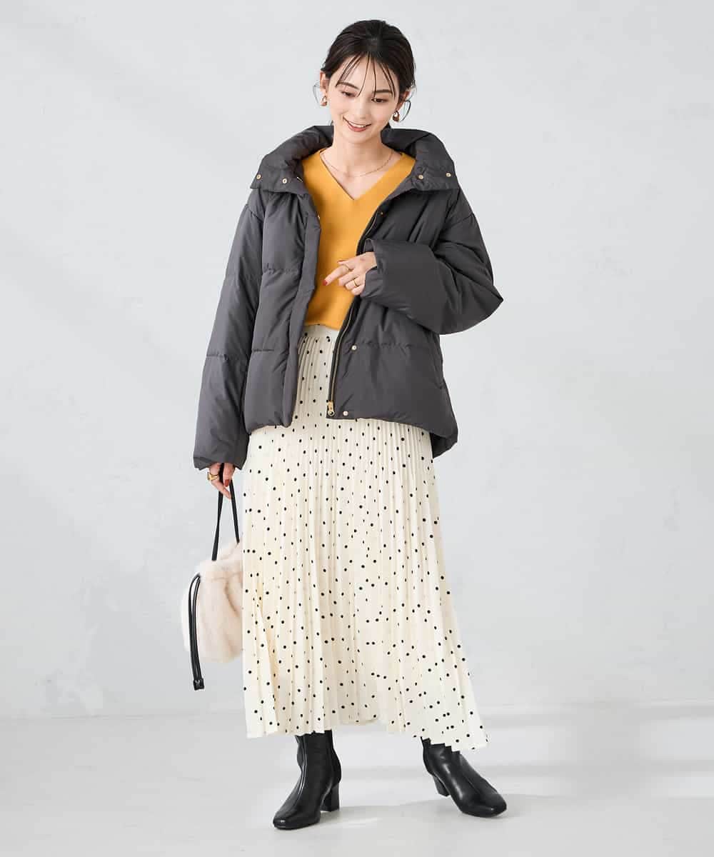 K2JAD10159 a.v.v(アー・ヴェ・ヴェ) 【2WAY】スタンドネックショートダウンジャケット アイボリー