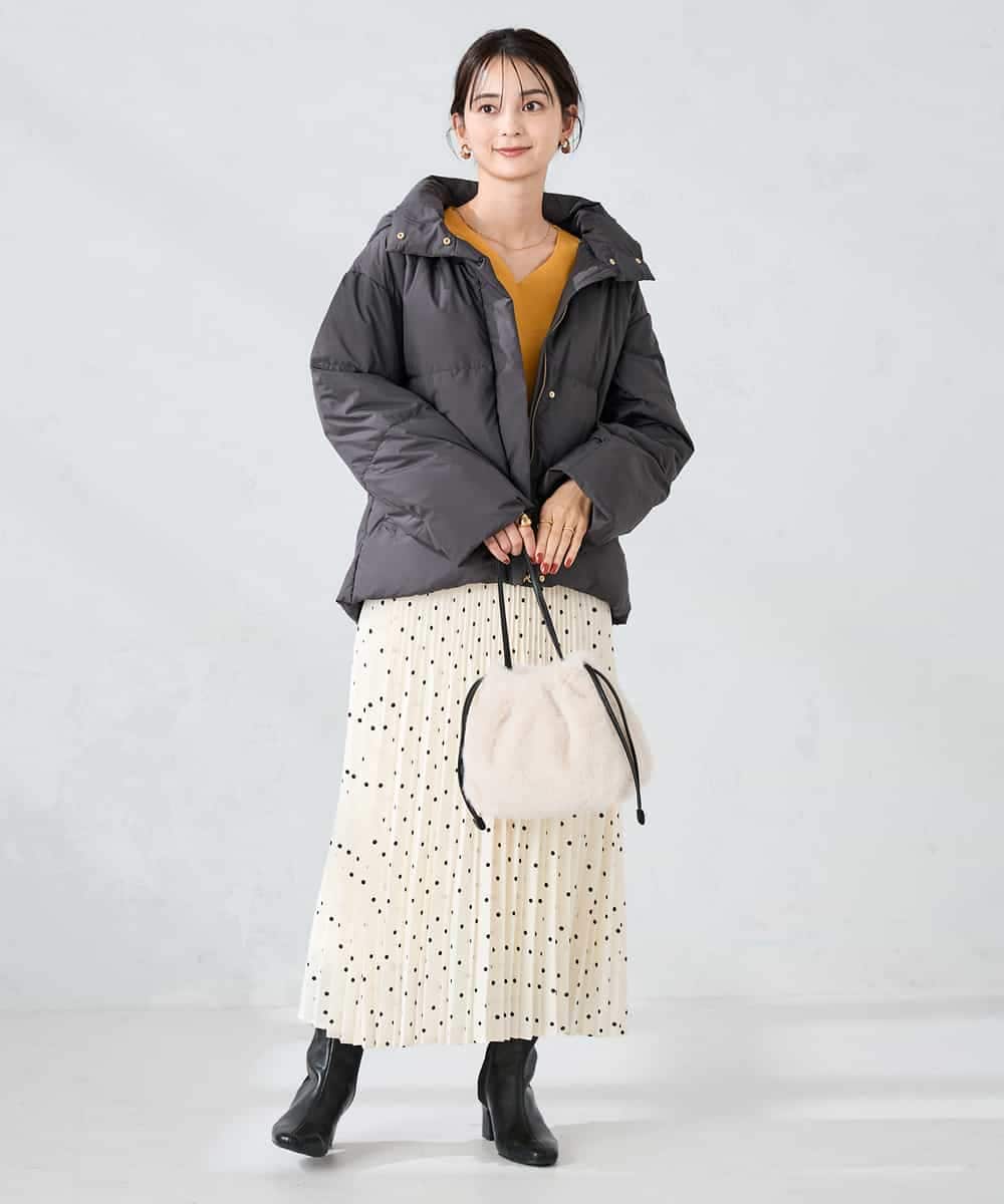 K2JAD10159 a.v.v(アー・ヴェ・ヴェ) 【2WAY】スタンドネックショートダウンジャケット アイボリー