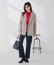 K2JAG08119 a.v.v(アー・ヴェ・ヴェ) ダブルブレスト ジャケット【洗える/裏起毛】 ネイビー
