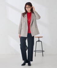 K2JAG08119 a.v.v(アー・ヴェ・ヴェ) ダブルブレスト ジャケット【洗える/裏起毛】 ネイビー