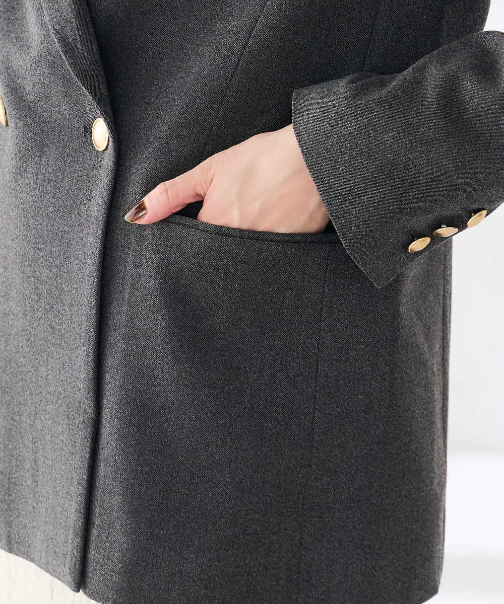 K2JAG08119 a.v.v(アー・ヴェ・ヴェ) ダブルブレスト ジャケット【洗える/裏起毛】 ネイビー