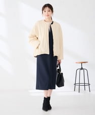 K2JBG05139 a.v.v(アー・ヴェ・ヴェ) ノーカラー 中綿 ジャケット ブラック