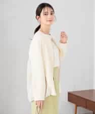 K2JDD08099 a.v.v(アー・ヴェ・ヴェ) 異素材切り替えノーカラーブルゾン アイボリー