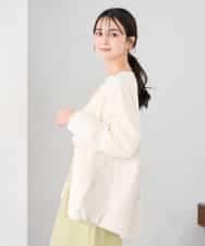 K2JDD08099 a.v.v(アー・ヴェ・ヴェ) 異素材切り替えノーカラーブルゾン アイボリー