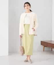 K2JDD08099 a.v.v(アー・ヴェ・ヴェ) 異素材切り替えノーカラーブルゾン アイボリー