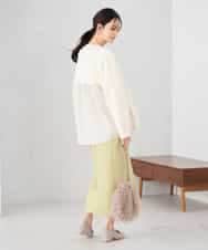 K2JDD08099 a.v.v(アー・ヴェ・ヴェ) 異素材切り替えノーカラーブルゾン アイボリー