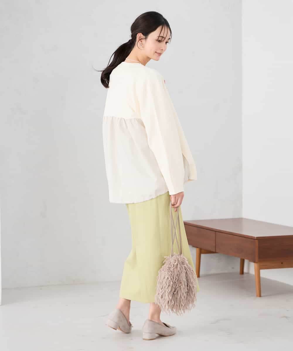 K2JDD08099 a.v.v(アー・ヴェ・ヴェ) 異素材切り替えノーカラーブルゾン アイボリー