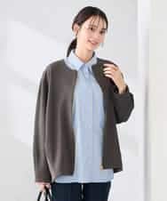 K2JDD08099 a.v.v(アー・ヴェ・ヴェ) 異素材切り替えノーカラーブルゾン アイボリー