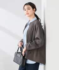 K2JDD08099 a.v.v(アー・ヴェ・ヴェ) 異素材切り替えノーカラーブルゾン アイボリー