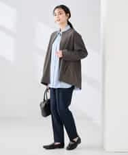 K2JDD08099 a.v.v(アー・ヴェ・ヴェ) 異素材切り替えノーカラーブルゾン アイボリー