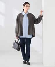 K2JDD08099 a.v.v(アー・ヴェ・ヴェ) 異素材切り替えノーカラーブルゾン アイボリー