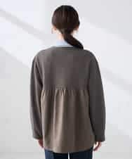 K2JDD08099 a.v.v(アー・ヴェ・ヴェ) 異素材切り替えノーカラーブルゾン アイボリー