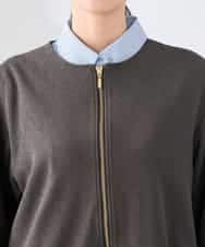 K2JDD08099 a.v.v(アー・ヴェ・ヴェ) 異素材切り替えノーカラーブルゾン アイボリー