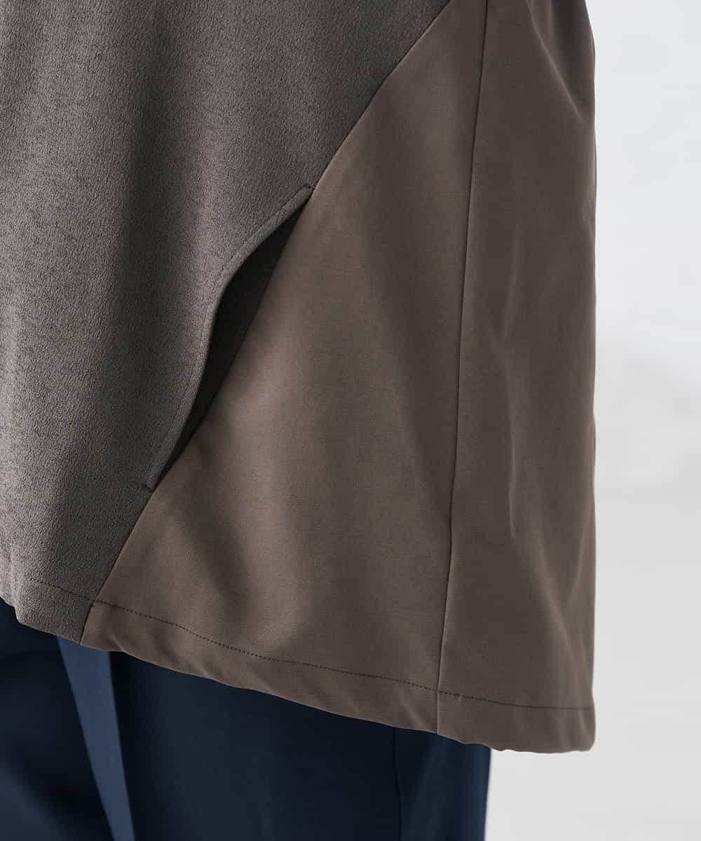 K2JDD08099 a.v.v(アー・ヴェ・ヴェ) 異素材切り替えノーカラーブルゾン アイボリー