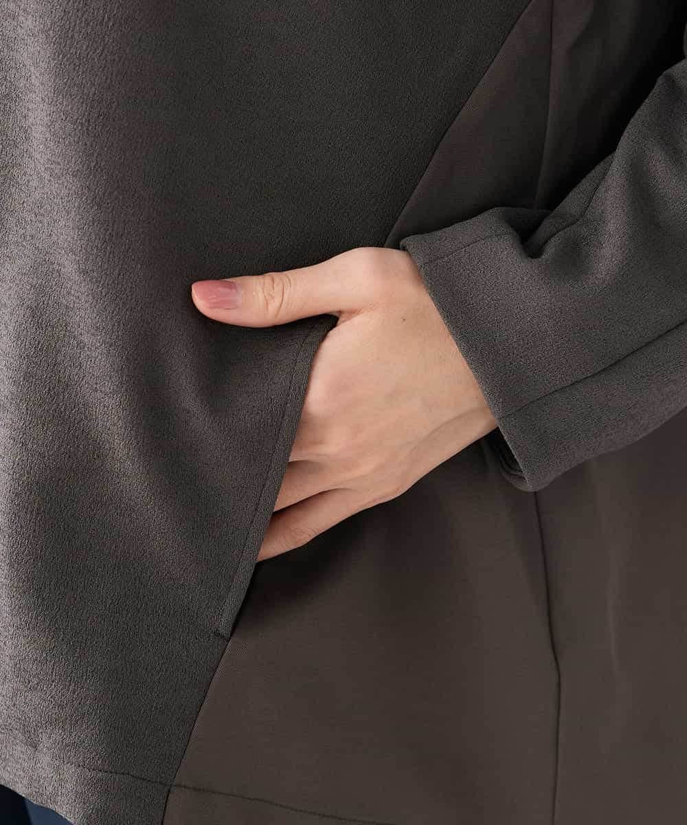 K2JDD08099 a.v.v(アー・ヴェ・ヴェ) 異素材切り替えノーカラーブルゾン アイボリー