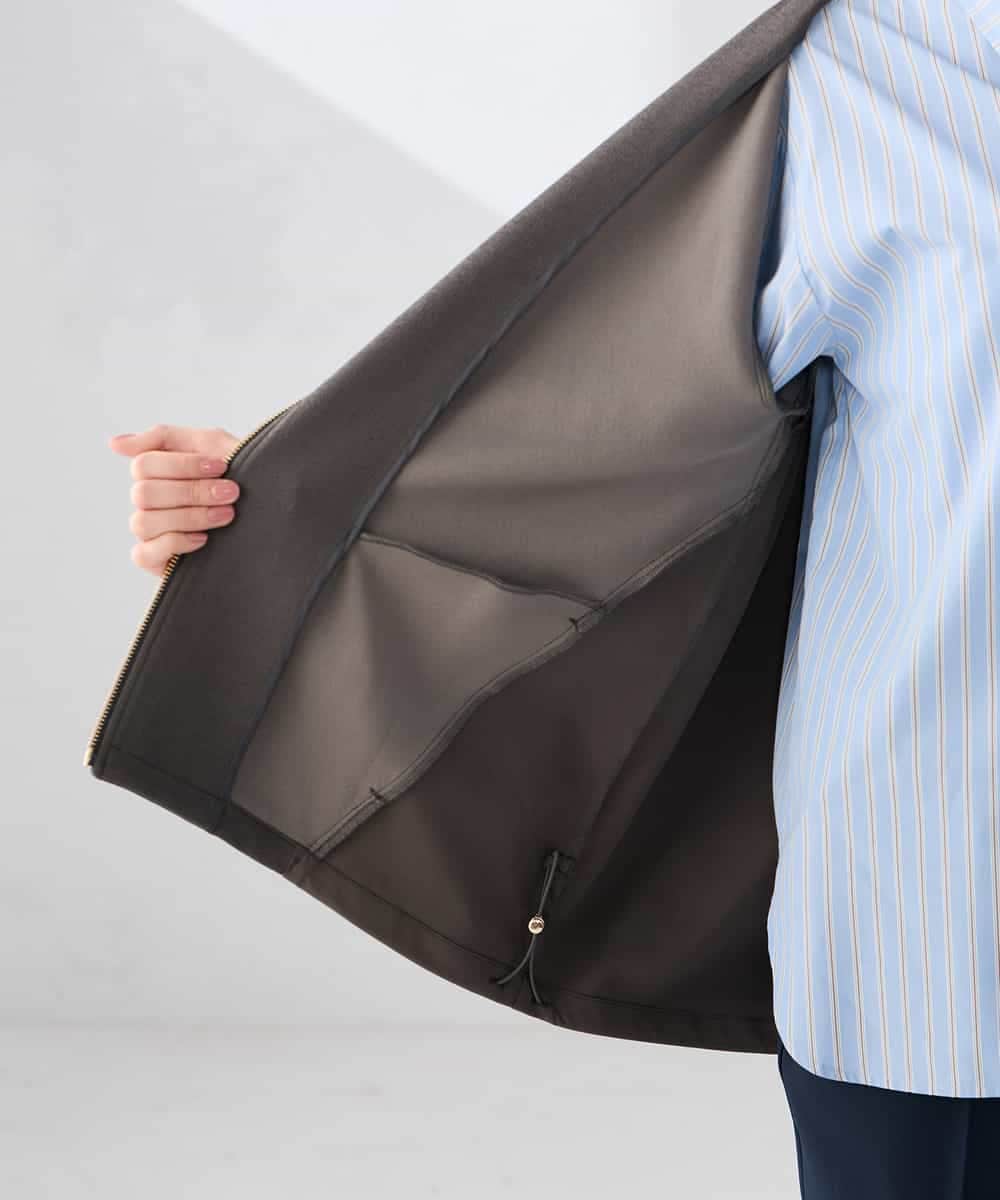 K2JDD08099 a.v.v(アー・ヴェ・ヴェ) 異素材切り替えノーカラーブルゾン アイボリー