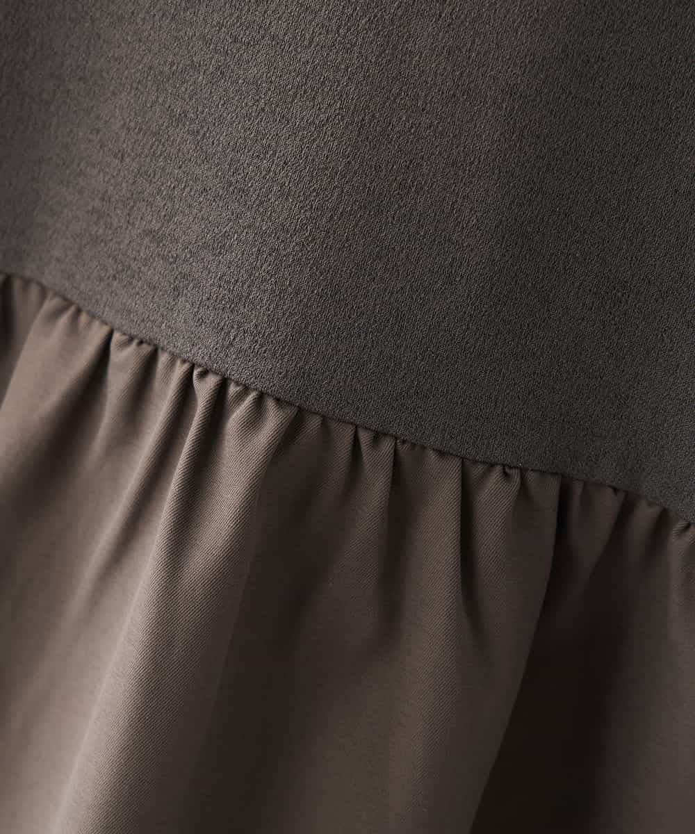 K2JDD08099 a.v.v(アー・ヴェ・ヴェ) 異素材切り替えノーカラーブルゾン アイボリー