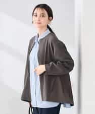 K2JDD08099 a.v.v(アー・ヴェ・ヴェ) 異素材切り替えノーカラーブルゾン ダークグレー