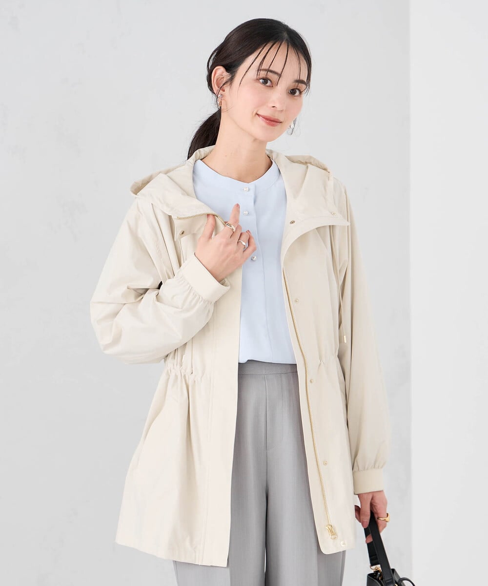 K2JED01089 a.v.v(アー・ヴェ・ヴェ) 【微撥水】フーテッドブルゾン ライトカーキ