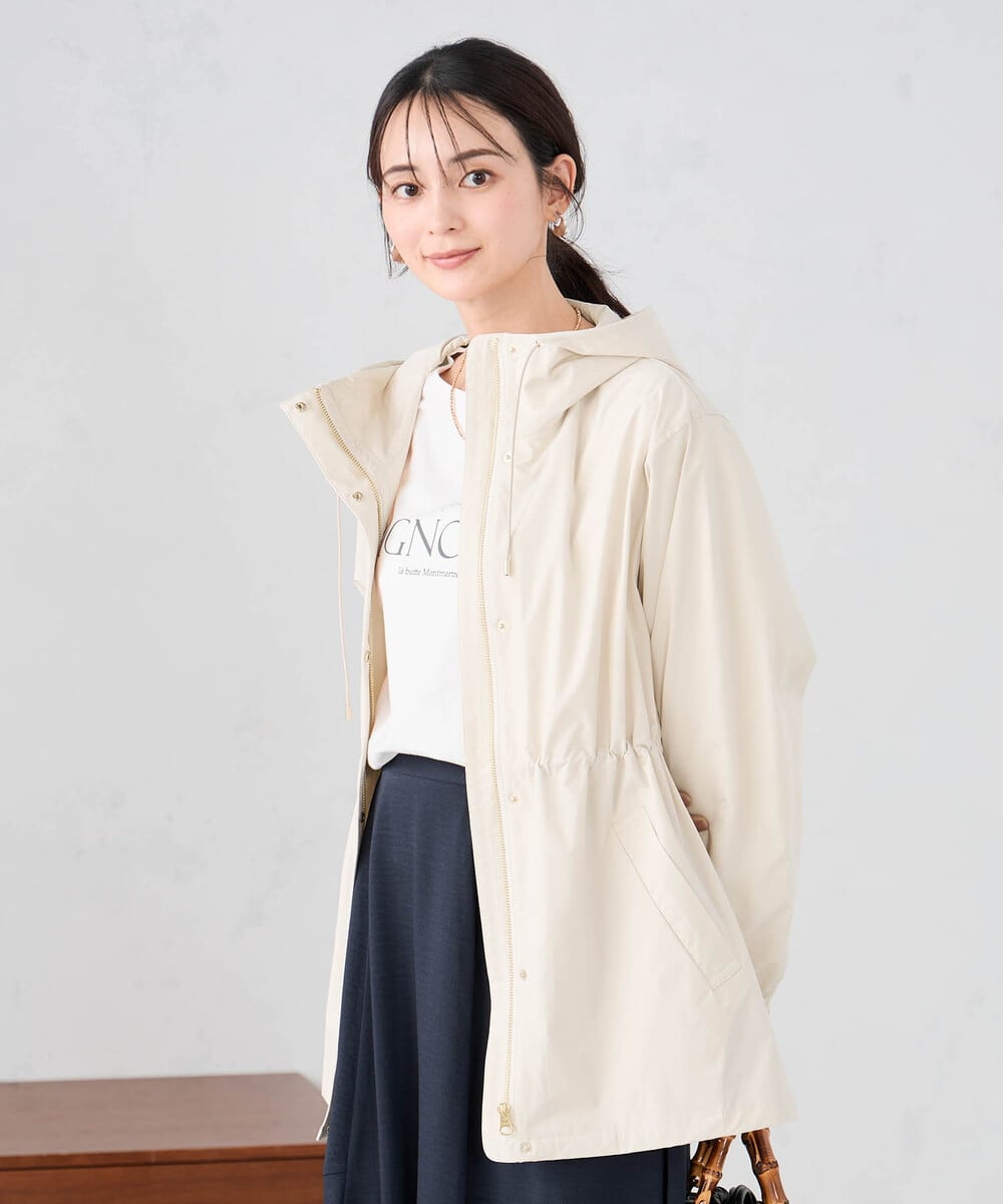 K2JED01089 a.v.v(アー・ヴェ・ヴェ) 【微撥水】フーテッドブルゾン ライトカーキ