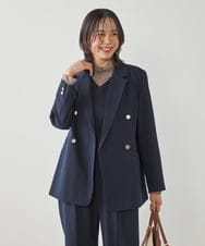 K2JFA04109 a.v.v(アー・ヴェ・ヴェ) 【洗える】ダブルブレストジャケット ネイビー