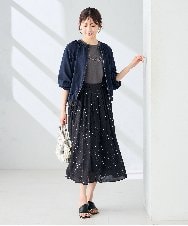 K2JFD02089 a.v.v(アー・ヴェ・ヴェ) 【接触冷感/UVカット】リネンライクノーカラージップブルゾン【セットアップ対応/アンチピリング】 ネイビー