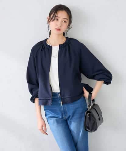 K2JFD02089 a.v.v 【接触冷感/UVカット】リネンライクノーカラージップブルゾン【セットアップ対応/アンチピリング】