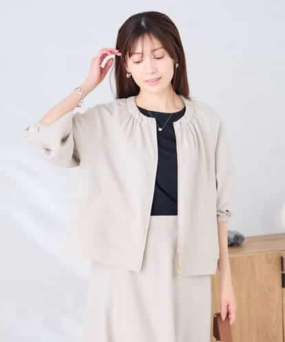 K2JFD02089 a.v.v 【接触冷感/UVカット】リネンライクノーカラージップブルゾン【セットアップ対応/アンチピリング】