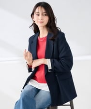 K2JFD04119 a.v.v(アー・ヴェ・ヴェ) 【洗える】ダブルブレストジャケット ネイビー