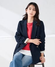 K2JFD04119 a.v.v(アー・ヴェ・ヴェ) 【洗える】ダブルブレストジャケット ネイビー