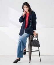 K2JFD04119 a.v.v(アー・ヴェ・ヴェ) 【洗える】ダブルブレストジャケット ネイビー