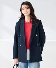 K2JFD04119 a.v.v(アー・ヴェ・ヴェ) 【洗える】ダブルブレストジャケット ネイビー