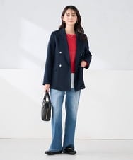 K2JFD04119 a.v.v(アー・ヴェ・ヴェ) 【洗える】ダブルブレストジャケット ネイビー