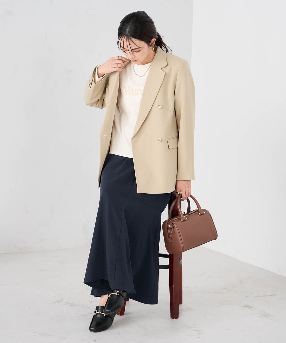 K2JFD04119 a.v.v(アー・ヴェ・ヴェ) 【洗える】ダブルブレストジャケット ネイビー