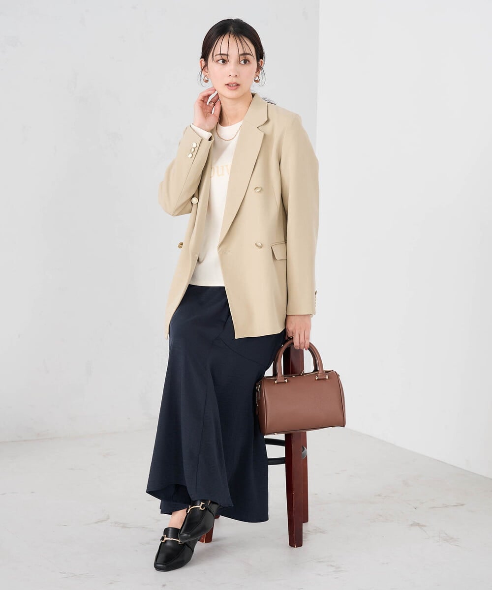 K2JFD04119 a.v.v(アー・ヴェ・ヴェ) 【洗える】ダブルブレストジャケット ネイビー