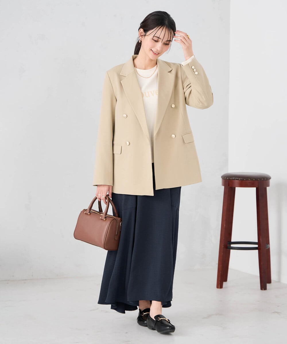 K2JFD04119 a.v.v(アー・ヴェ・ヴェ) 【洗える】ダブルブレストジャケット ネイビー