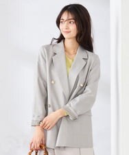 K2JFD04119 a.v.v(アー・ヴェ・ヴェ) 【洗える】ダブルブレストジャケット ネイビー