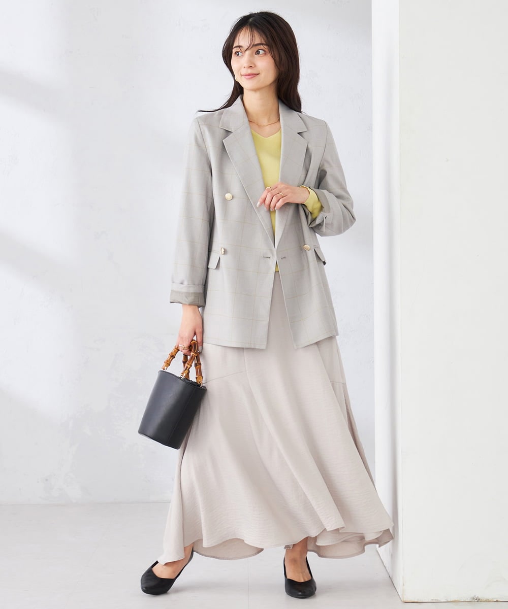 K2JFD04119 a.v.v(アー・ヴェ・ヴェ) 【洗える】ダブルブレストジャケット ネイビー