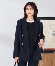 K2JFD04119 a.v.v(アー・ヴェ・ヴェ) 【洗える】ダブルブレストジャケット ネイビー