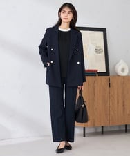 K2JFD04119 a.v.v(アー・ヴェ・ヴェ) 【洗える】ダブルブレストジャケット ネイビー