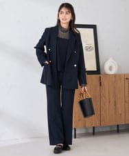 K2JFD04119 a.v.v(アー・ヴェ・ヴェ) 【洗える】ダブルブレストジャケット ネイビー